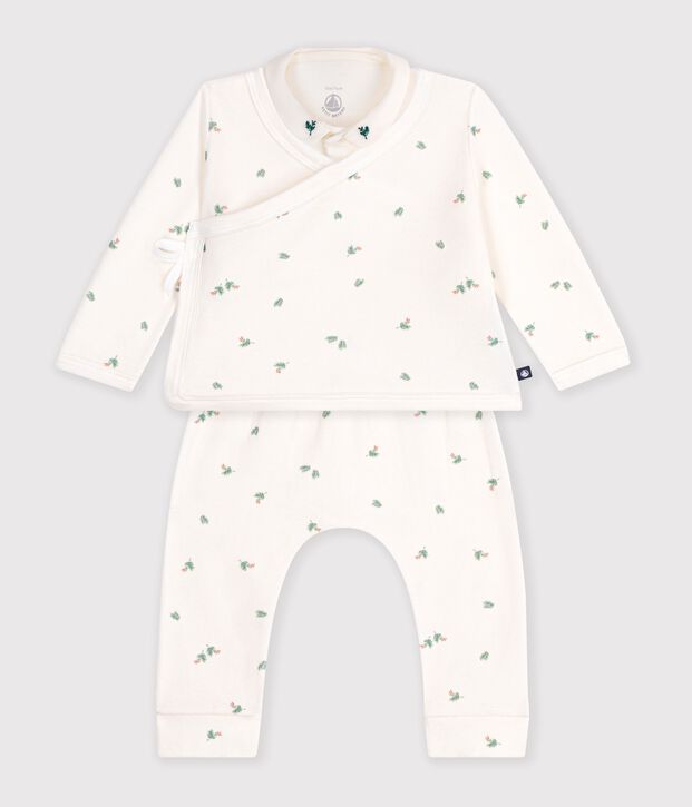 Geschenkset van katoen met bloemenprint voor baby's ecru/multicouleur