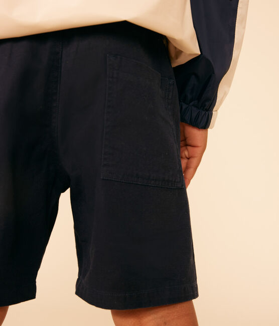 Short en twill de coton et lin enfant bleu SMOKING