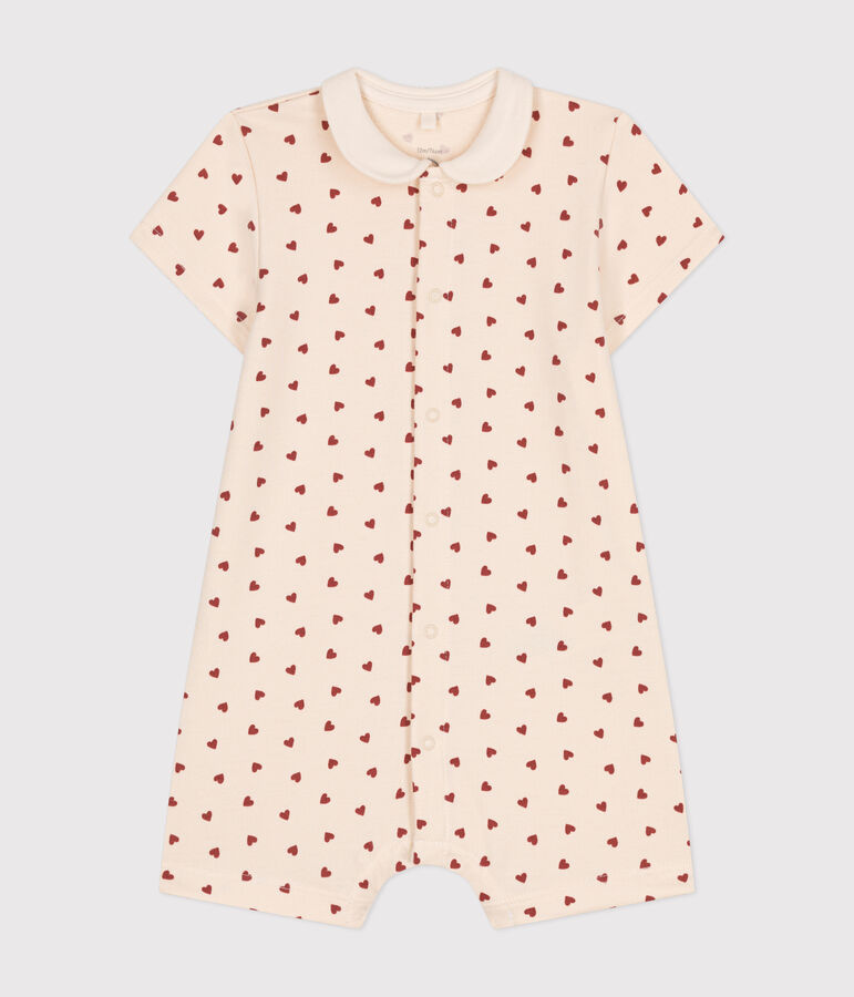 Combinaison courte en molleton l&eacute;ger b&eacute;b&eacute; &eacute;cru/marron