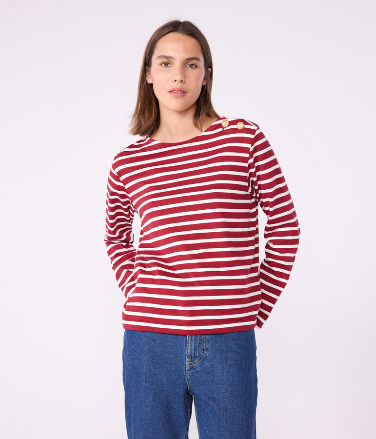 Marini&egrave;re femme en coton rouge/&eacute;cru