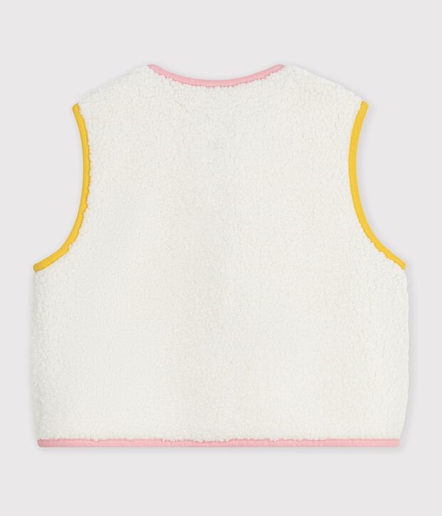 Gilet enfant en sherpa sans manches uni blanc cass&eacute;