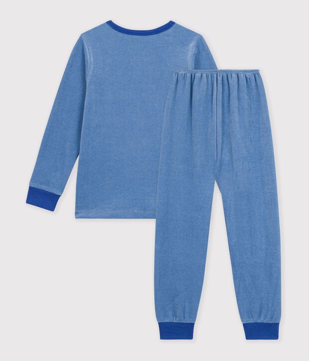 Fluwelen kinderpyjama met Parijs-print blauw