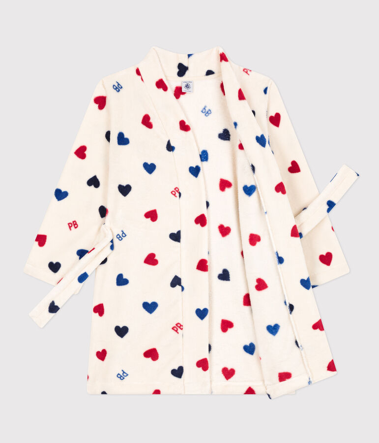 Robe de chambre en polaire enfant &eacute;cru/multicouleur