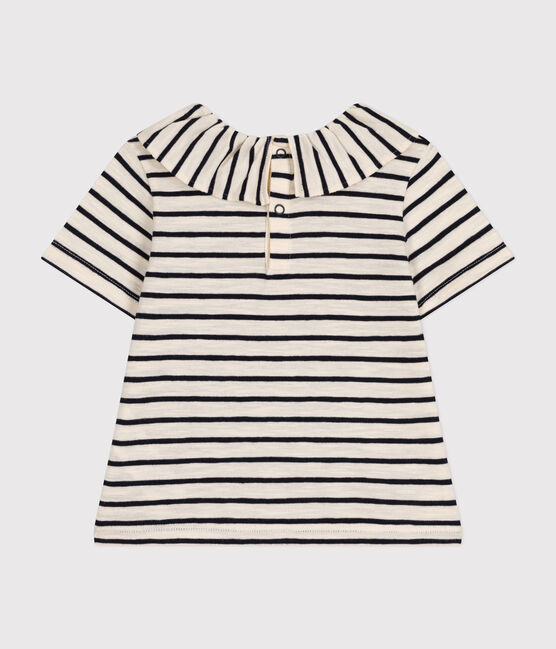 Bloesje met korte mouw van jersey voor baby's wit AVALANCHE/blauw SMOKING