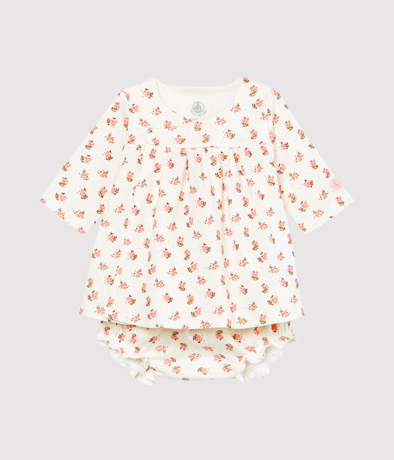 Robe et bloomer bébé fille blanc MARSHMALLOW/blanc MULTICO