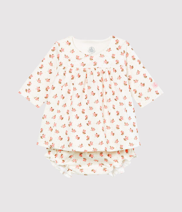 Robe et bloomer b&eacute;b&eacute; fille blanc/multicouleur