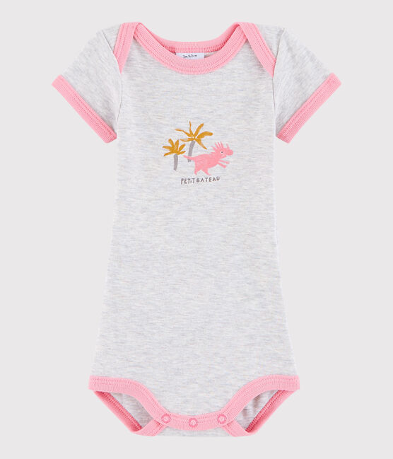 Rompertje met korte mouwen babymeisje grijs BELUGA/roze GRETEL
