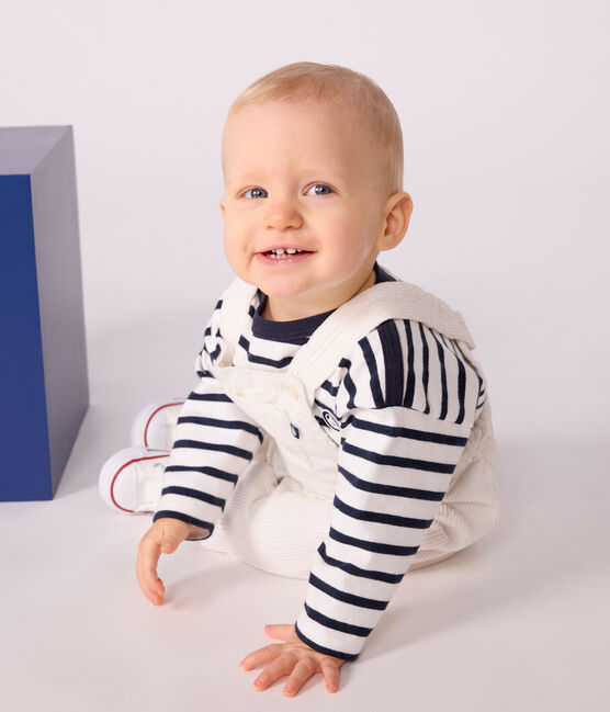 Salopette bébé en velours côtelé uni écru MILK