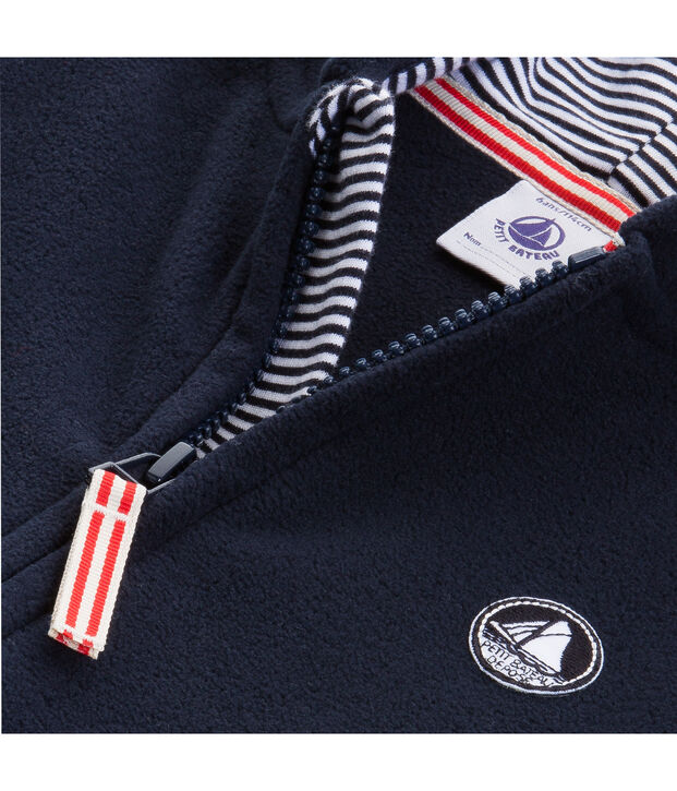 Sweat shirt zipp&eacute; en polaire bleu