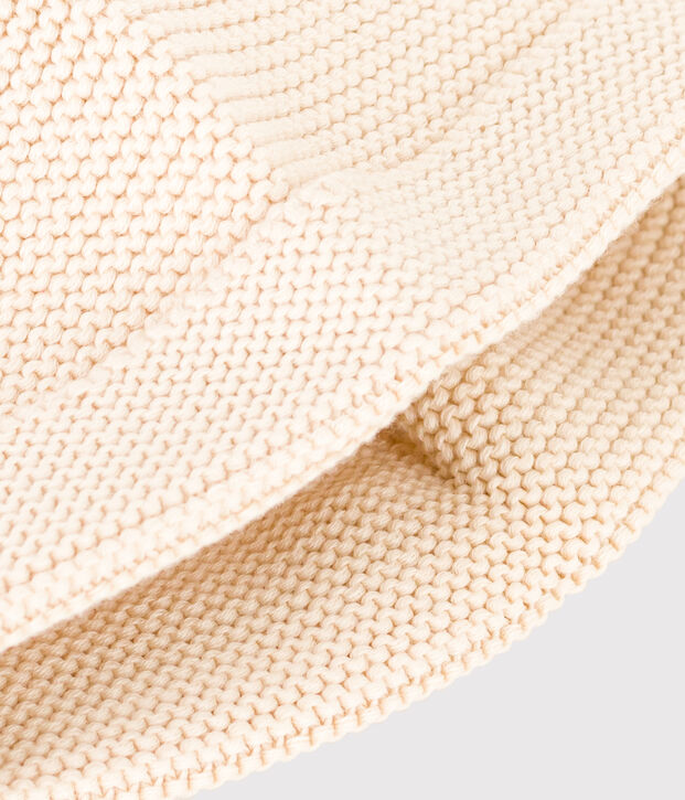 Bonnet tricott&eacute; en coton &eacute;cru