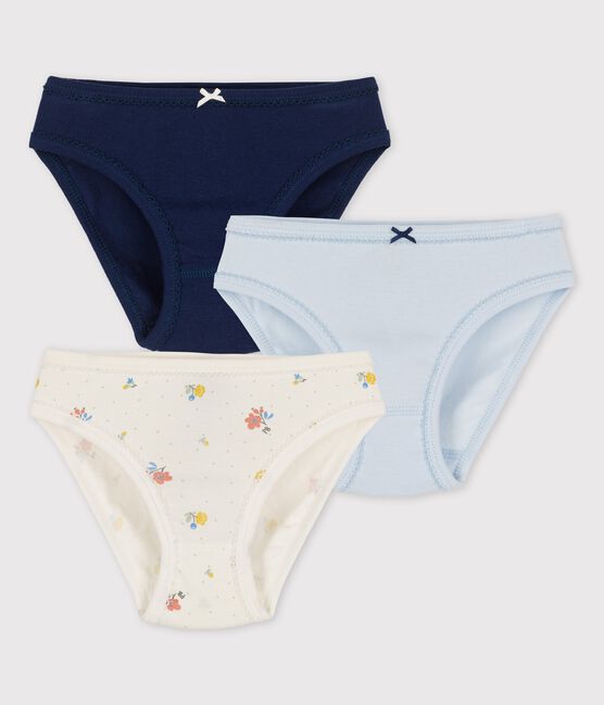 Set met 3 meisjesslips met bloemetjes in biokatoen variante 1