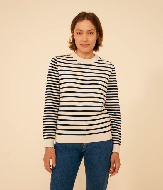 Katoenen matrozentrui voor dames wit AVALANCHE/blauw SMOKING