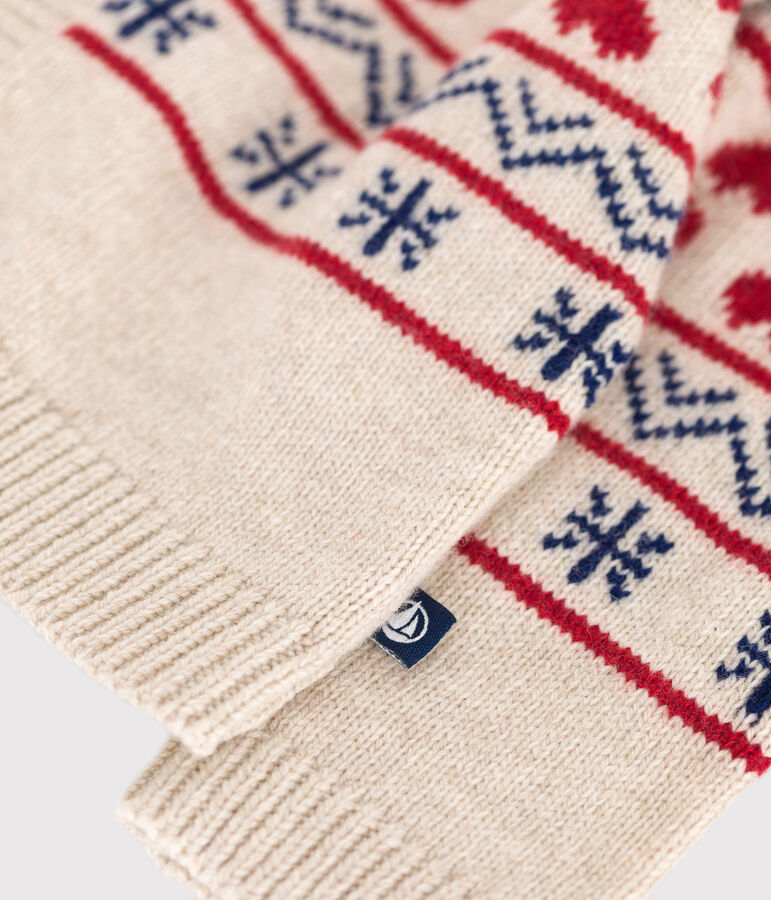 Gebreide cardigan met wol voor baby's ecru/multicouleur