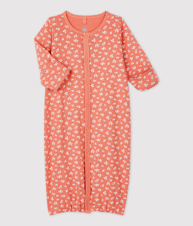 Combinaison b&eacute;b&eacute; en coton biologique rose/blanc