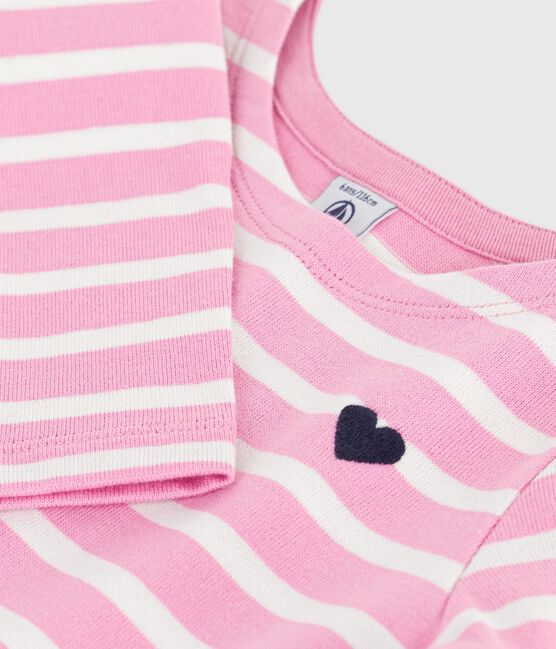 Robe enfant manches longues en coton rose BOUDOIR/ MILK