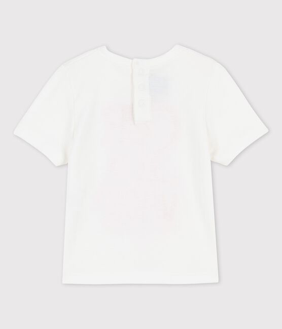 T-shirt met korte mouwen van katoen met motief voor baby's wit MARSHMALLOW