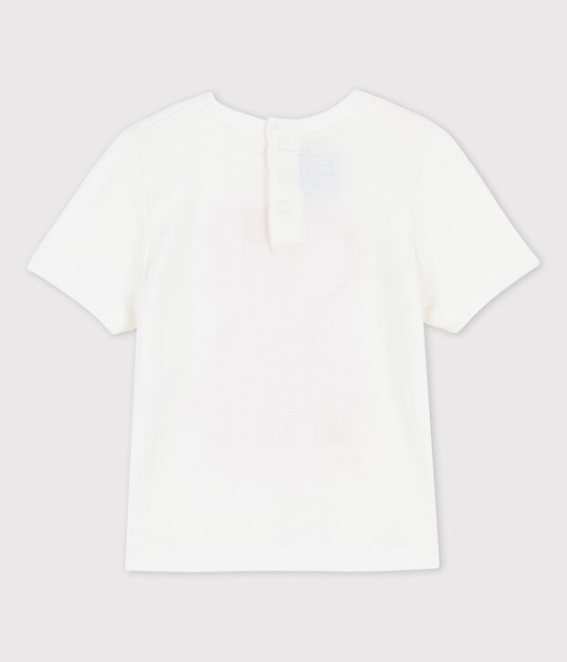 Tee-shirt manches courtes avec motif en coton b&eacute;b&eacute; blanc