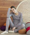 Extra warm T-shirt met lange mouwen vrouwen blauw SMOKING/wit MARSHMALLOW