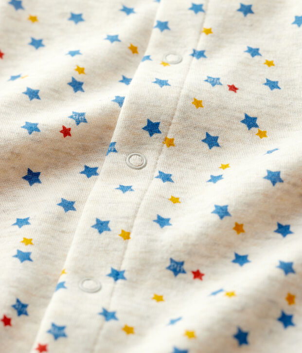 Combinaison longue imprim&eacute; &eacute;toiles multicolores b&eacute;b&eacute; en laine et coton biologique beige/multicouleur