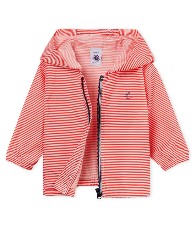 Gestreepte windjack voor baby's roze/wit