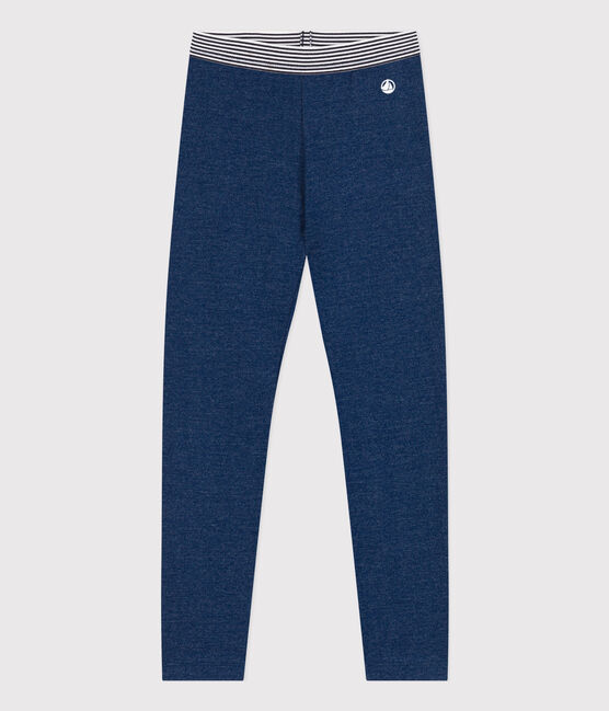 Fleece jegging met denimeffect voor meisjes blauw MEDIEVAL/beige ECRU