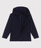 Effen katoenen sweatshirt met rits en kap voor kinderen blauw SMOKING