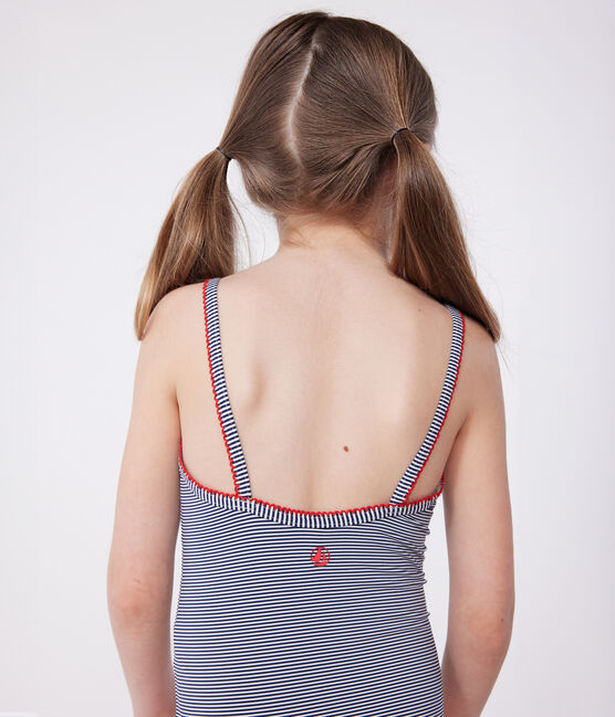 Maillot de bain une pièce enfant à rayures bleu MEDIEVAL/blanc MARSHMALLOW