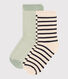 2 paires de chaussettes en coton rayures enfant