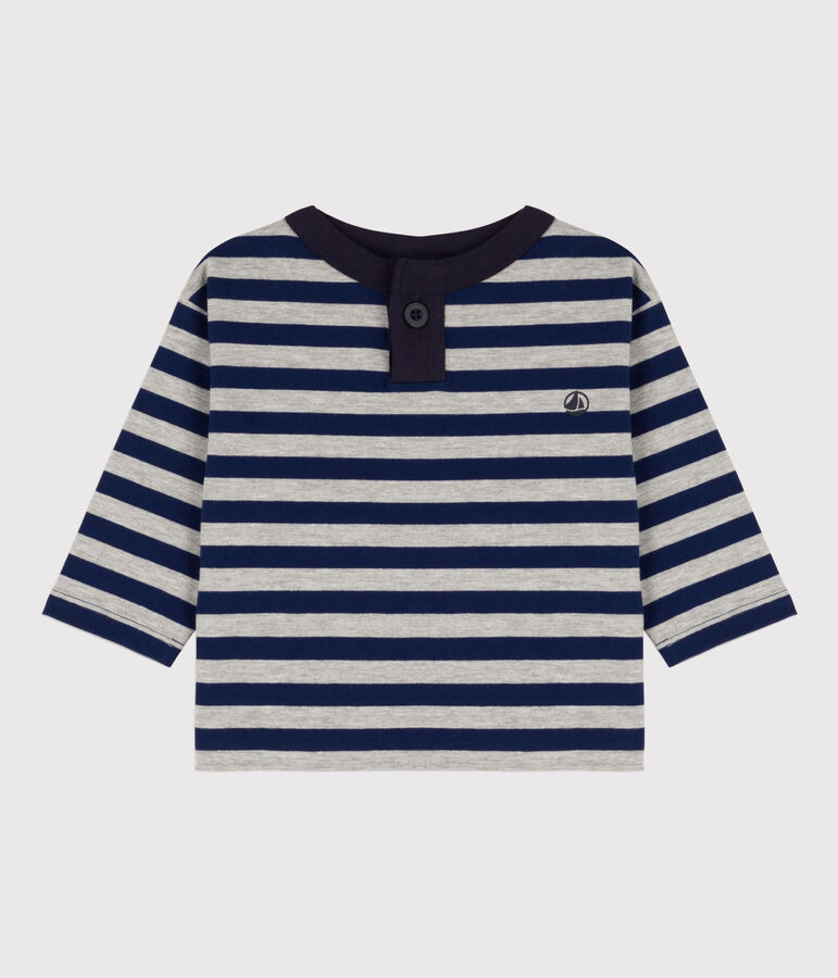 Tee-shirt manches longues b&eacute;b&eacute; en coton bleu MEDIEVAL/ FUMEE