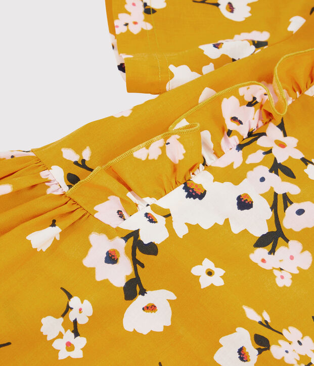 Meisjesjurk met korte mouwen kinderen meisjes geel/multicouleur