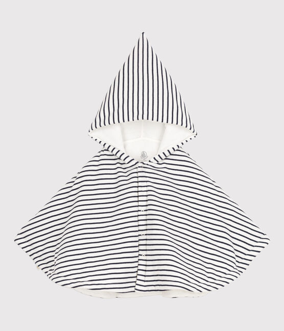 Cape à capuche à rayures marinières bébé en coton blanc MARSHMALLOW/bleu SMOKING