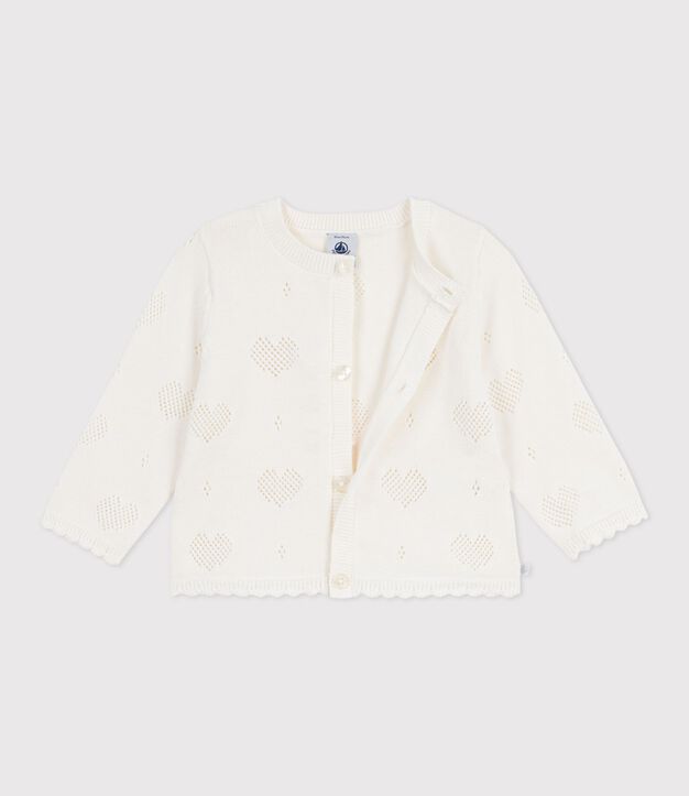 Katoenen babyvestje met hartjesmotief wit