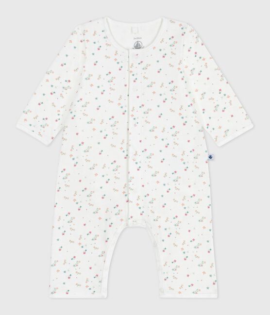 Bodyjama bébé sans pieds en coton imprimé fleuri blanc MARSHMALLOW/blanc MULTICO