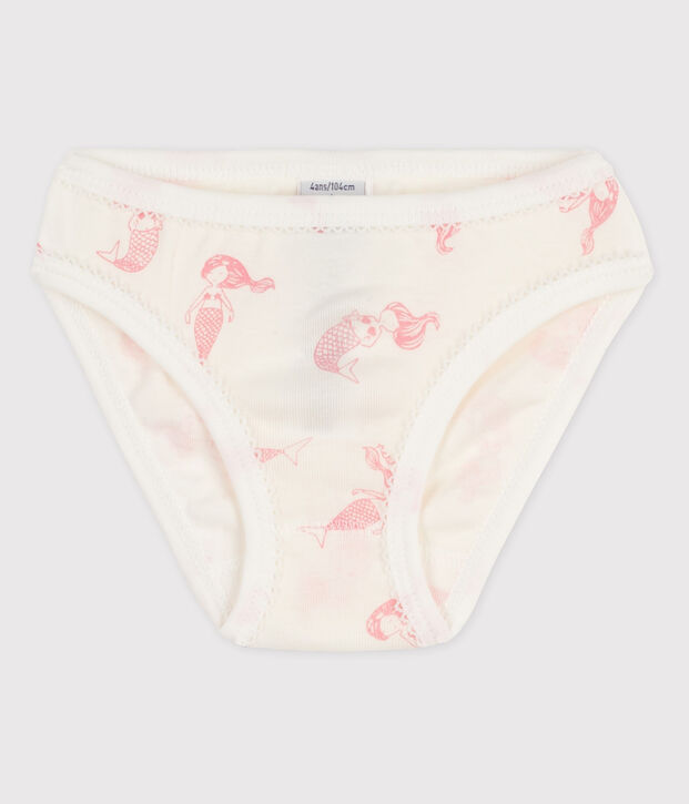Katoenen meisjesslip wit/roze