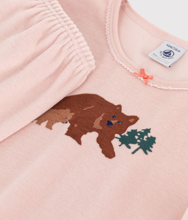 Pyjama petite fille en velours rose