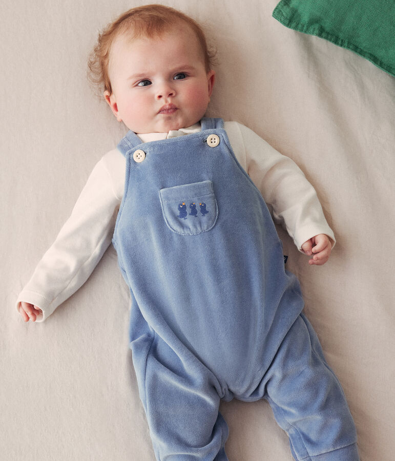 Babysetje met fluwelen salopette blauw BEACH