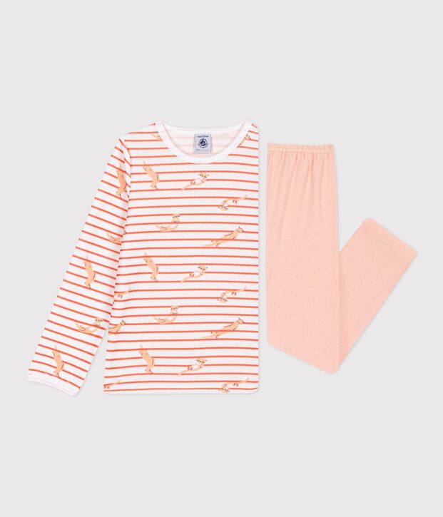 Pyjama  en velours blanc/rose/multicouleur