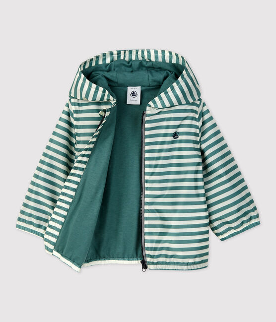Coupe vent en polyester recyclé bébé vert BRUT/blanc AVALANCHE