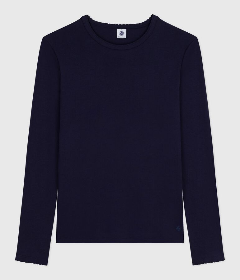 Tee-shirt femme l'iconique cocotte en coton manches longues bleu