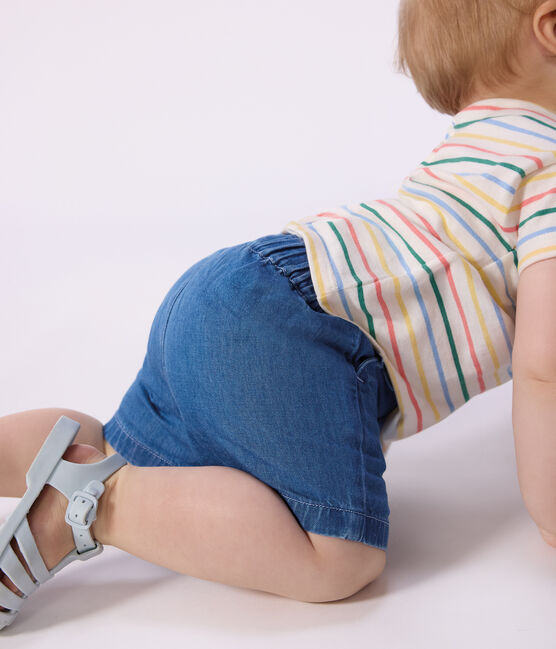 Short van lichte denim voor baby's blauw DENIM CLAIR