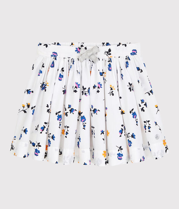Jupe en popeline enfant fille blanc/multicouleur