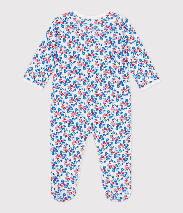 Pyjama b&eacute;b&eacute; en coton fleuri blanc/multicouleur