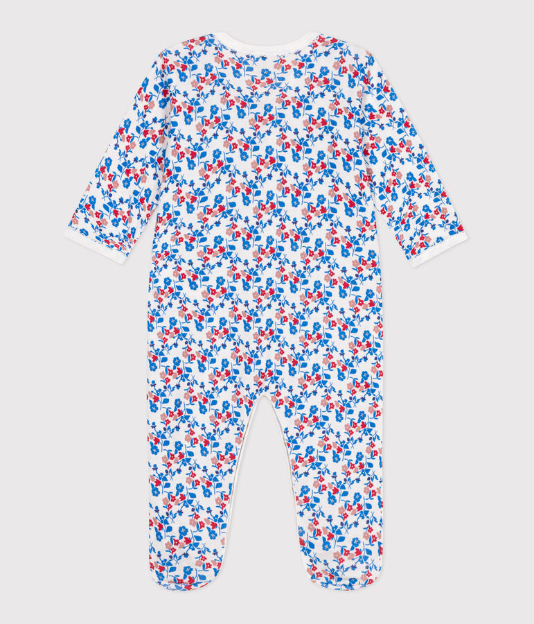 Pyjama b&eacute;b&eacute; en coton fleuri blanc/multicouleur