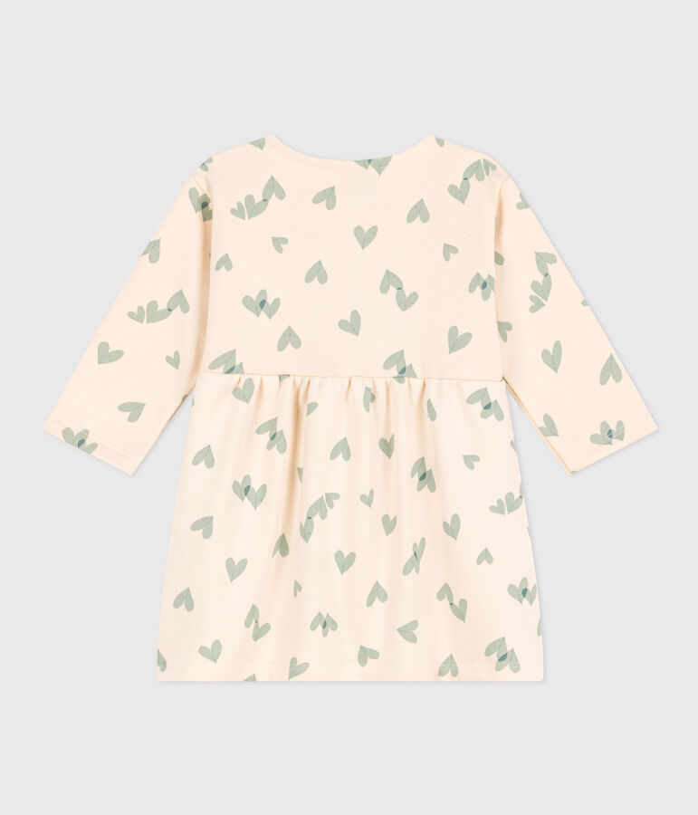 Robe manches longues en molleton b&eacute;b&eacute; &eacute;cru/vert