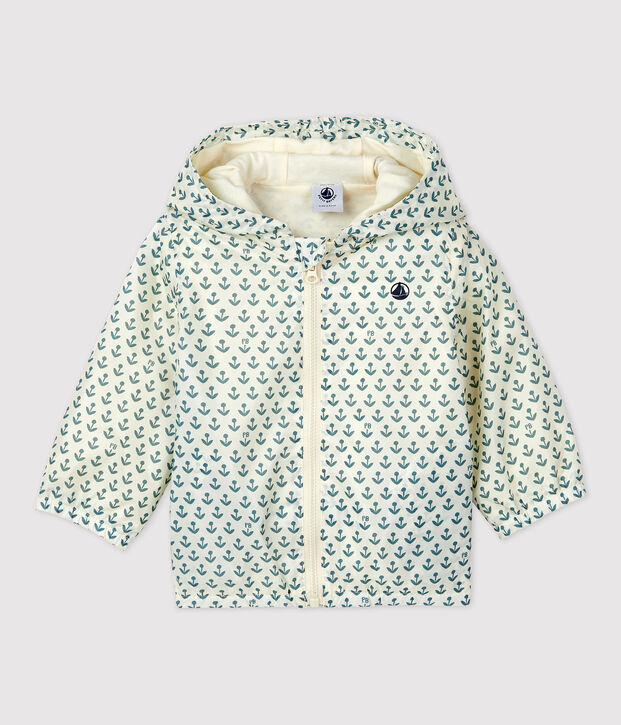 Coupe vent en polyester recycl&eacute; b&eacute;b&eacute; &eacute;cru/vert