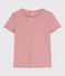 Tee-shirt LE DROIT col rond en coton Femme rose PAPI/beige AVALANCHE