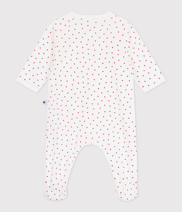 Pyjama b&eacute;b&eacute; en coton petit c&oelig;ur blanc/rouge