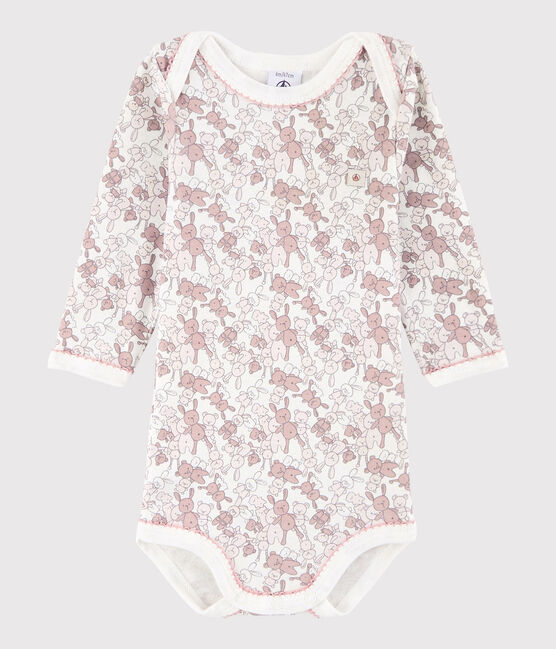 Body manches longues bébé fille rose CHARME/blanc MARSHMALLOW