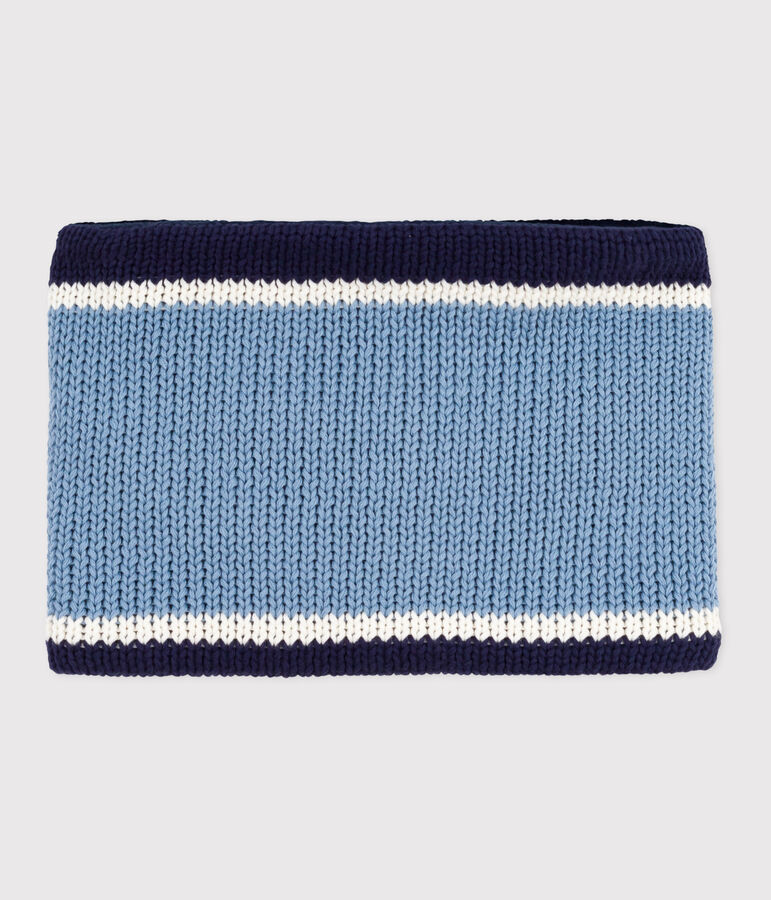 Snood enfant en tricot doubl&eacute; en polaire bleu