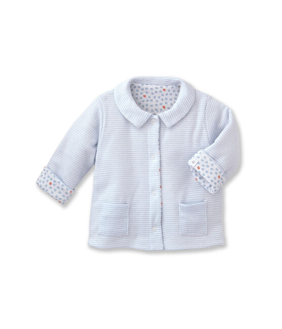 Omkeerbaar gewatteerd uniseks babyvestje met milleraies-strepen - Vorige collectie blauw FRAICHEUR/wit ECUME